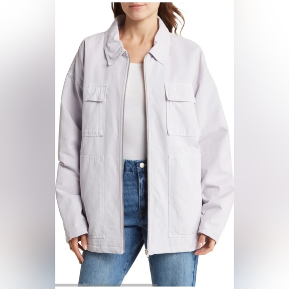 NWT Good American Zip Chore Jacket, Size 4(XL) Color Lilac Mist. - Picture 3 of 13